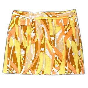 J Crew Limoncello Y2K 90s Yellow Orange A-line Graphic Mod Mini Skirt Retro 4
